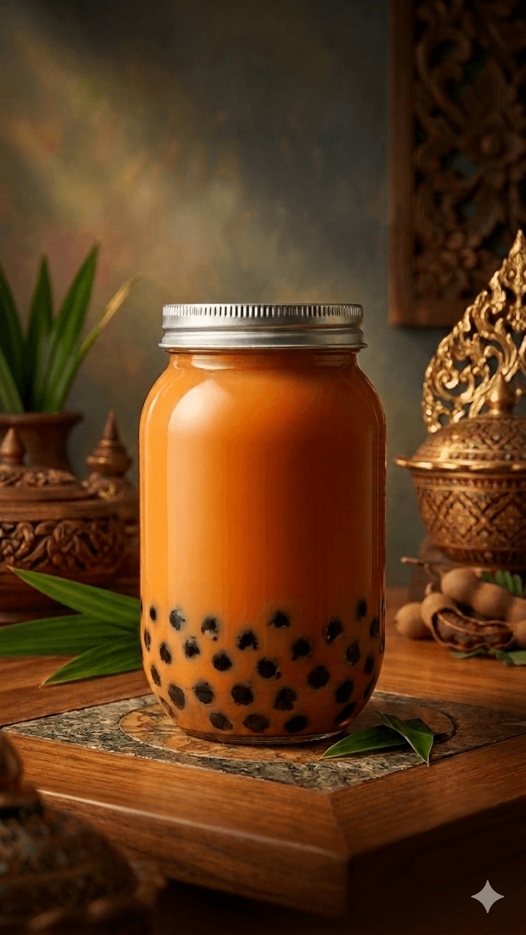 Thai milk tea with Grass jelly 