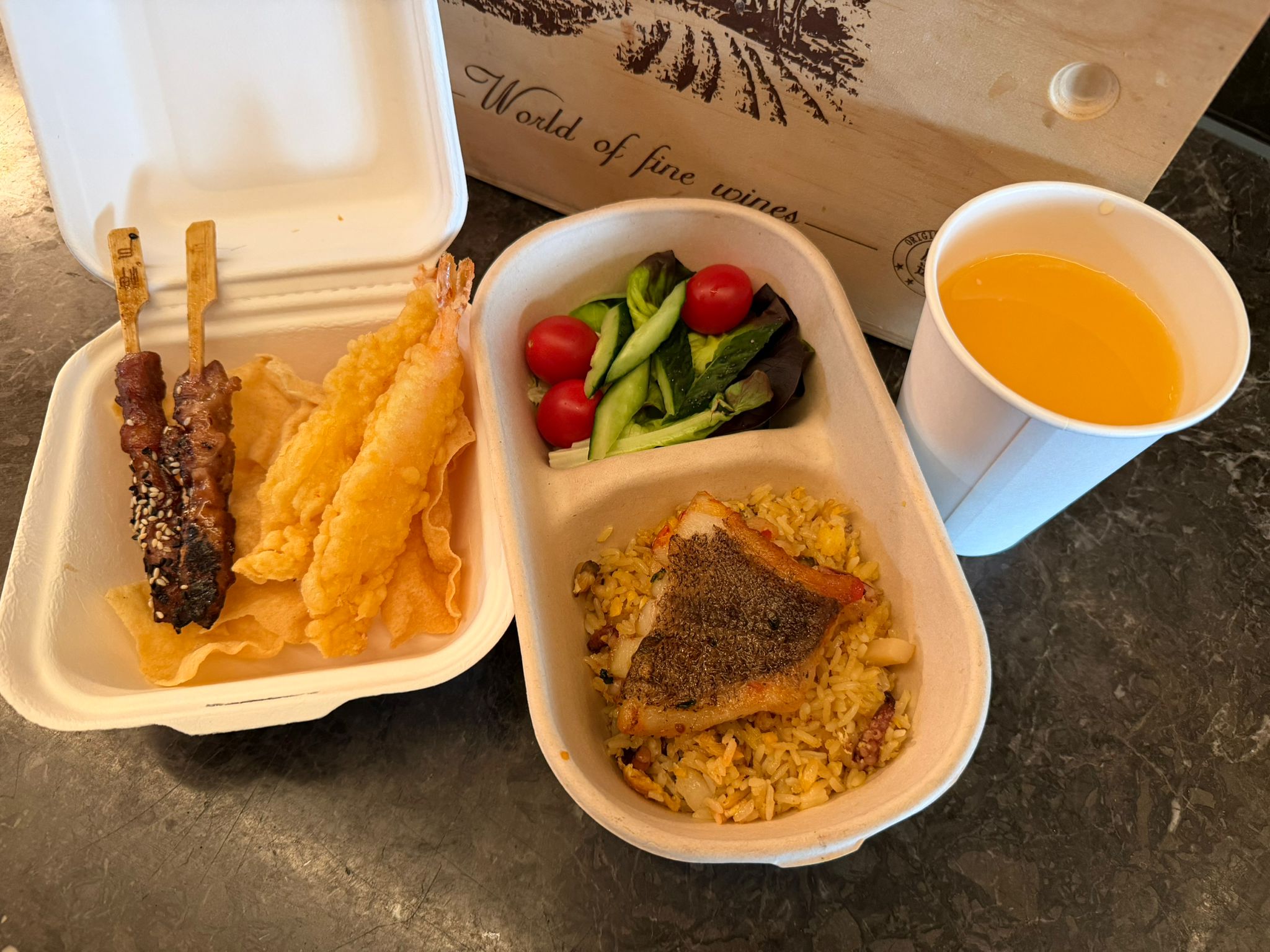 Surprise Dinner Buffet Box with Orange Juice